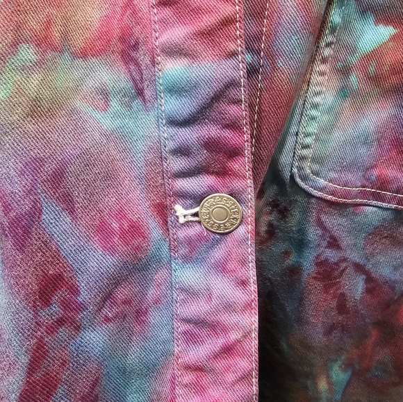 Custom Tie Dye Denim Shacket Express XL - Picture 2 of 9